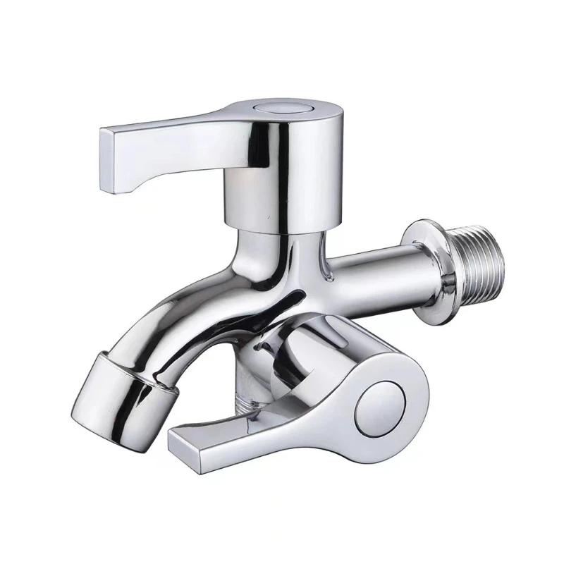Chrome Double Outlet Faucet Multi Functional Faucet For Washing Machine Contemporary Aesthetic Versatile Usage