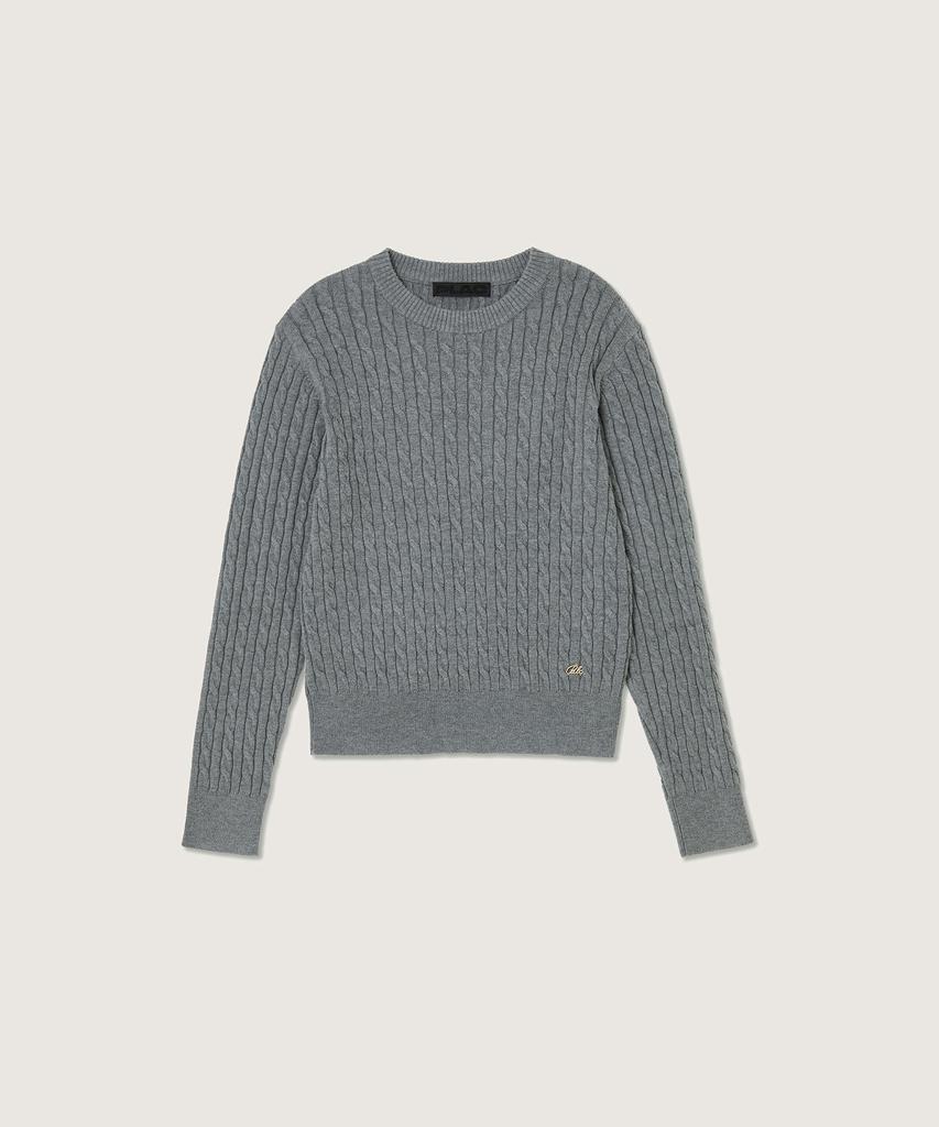 PLAC WOMEN Cable Round Neck Knit Charcoal