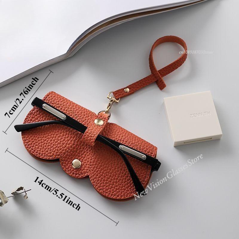 PU Leather Eyeglasses Storage Bag Fashion Lanyard Sunglasses Protective Case Portable Eyewear Pouch