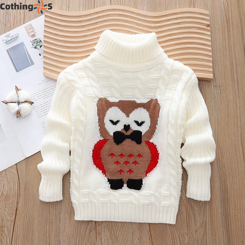 Children's Sweaters Fall and Winter Long-sleeved Boys and Girls Cartoon Turtleneck Knit Sweater