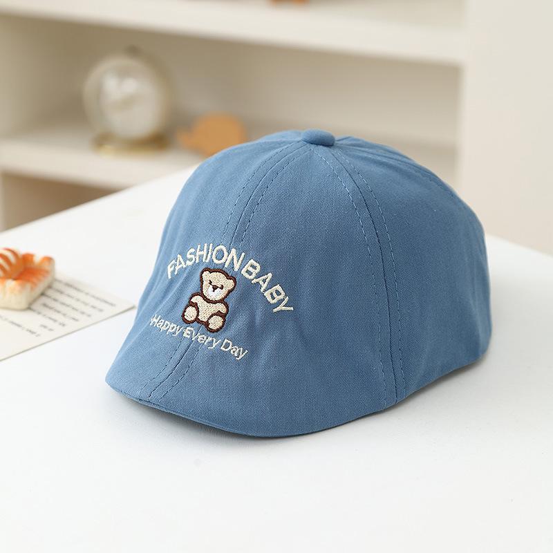 Cute Unisex Baby Cartoon Embroidery Beret - Korean Style Spring/Autumn Fashion Flat Cap