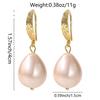 LNCHRAN Copper Gold-Plated Retro Carved Water Drop Imitation Pearl Luxury Women's Earrings
