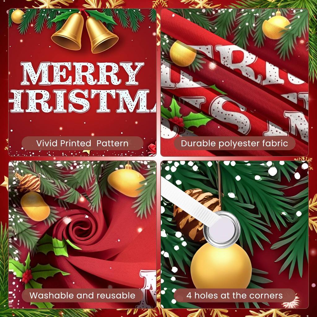 Christmas Banner Holly Leaves Christmas Photo Banner Christmas Event Banner Gift Boxes For Xmas Event Family Celebration Home