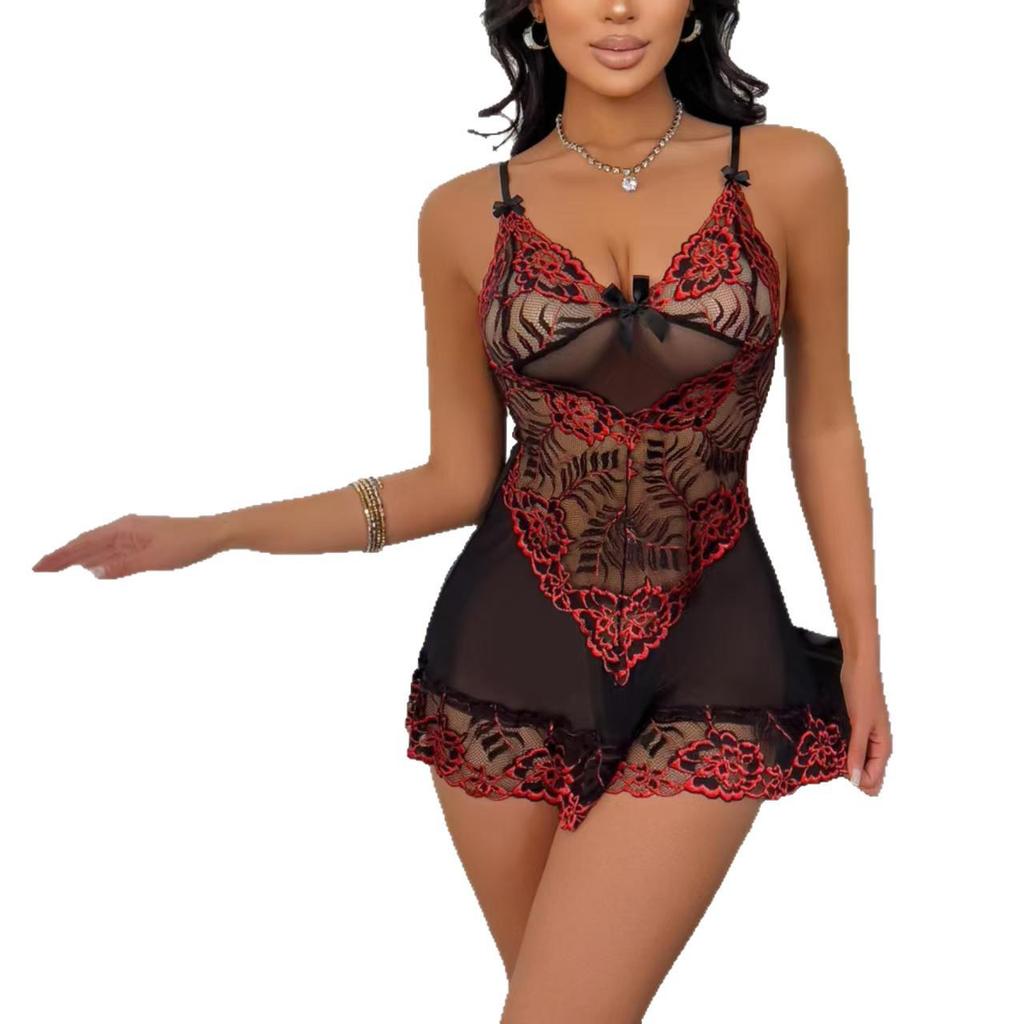 European & American Sexy Lingerie Lace Embroidered Camisole & Panty Set