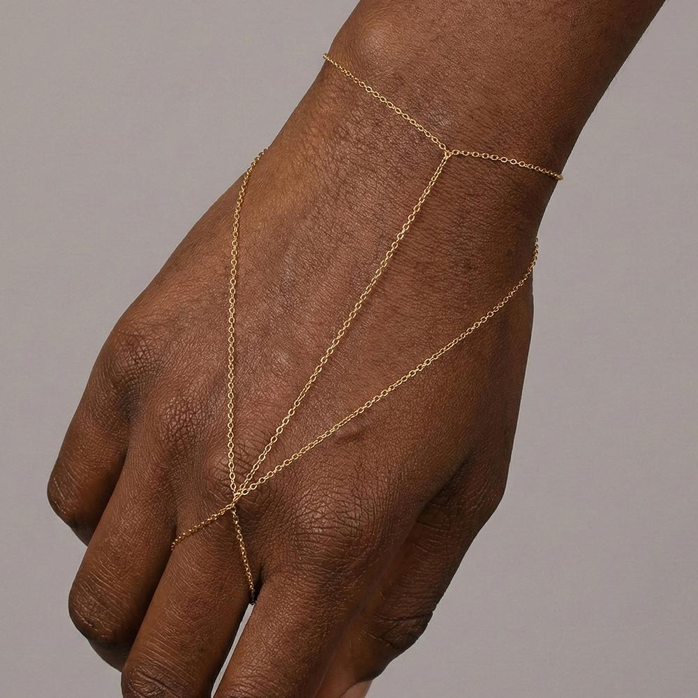 CANNER 925 Silver Classic Plain Chain Simple Finger Bracelet For Women Minimalism Hand Ring Chain Bracelets Jewelry
