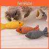 Unique Design Cat Toy Striped Linen Wave Fish With Catnip For Playtime