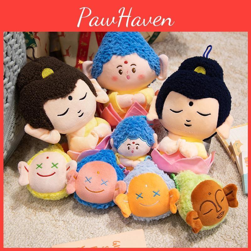 Mini Buddha Keychain Plush Doll Short Plush Cultural Creative Spiritual Decor