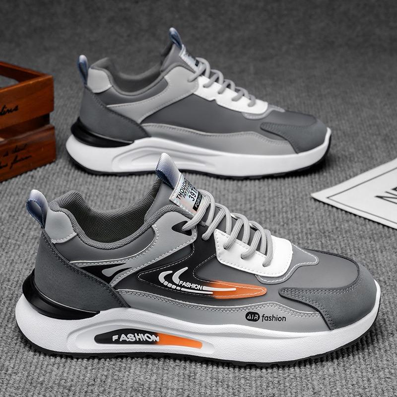 Men's Shoes Autumn New Leather Waterproof Sports Shoes Trendy Versatile Casual Shoes Soft Sole Non-slip Running Shoes Men