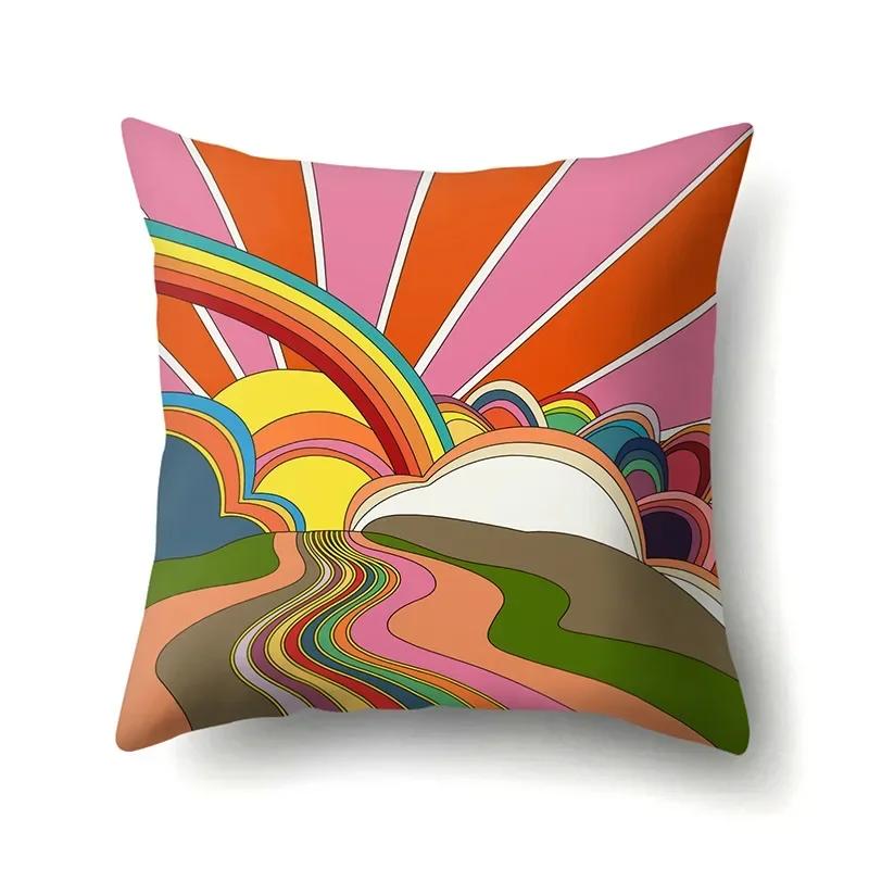 Sofa Pillowcase Home Cushion Cover Colorful Rainbow