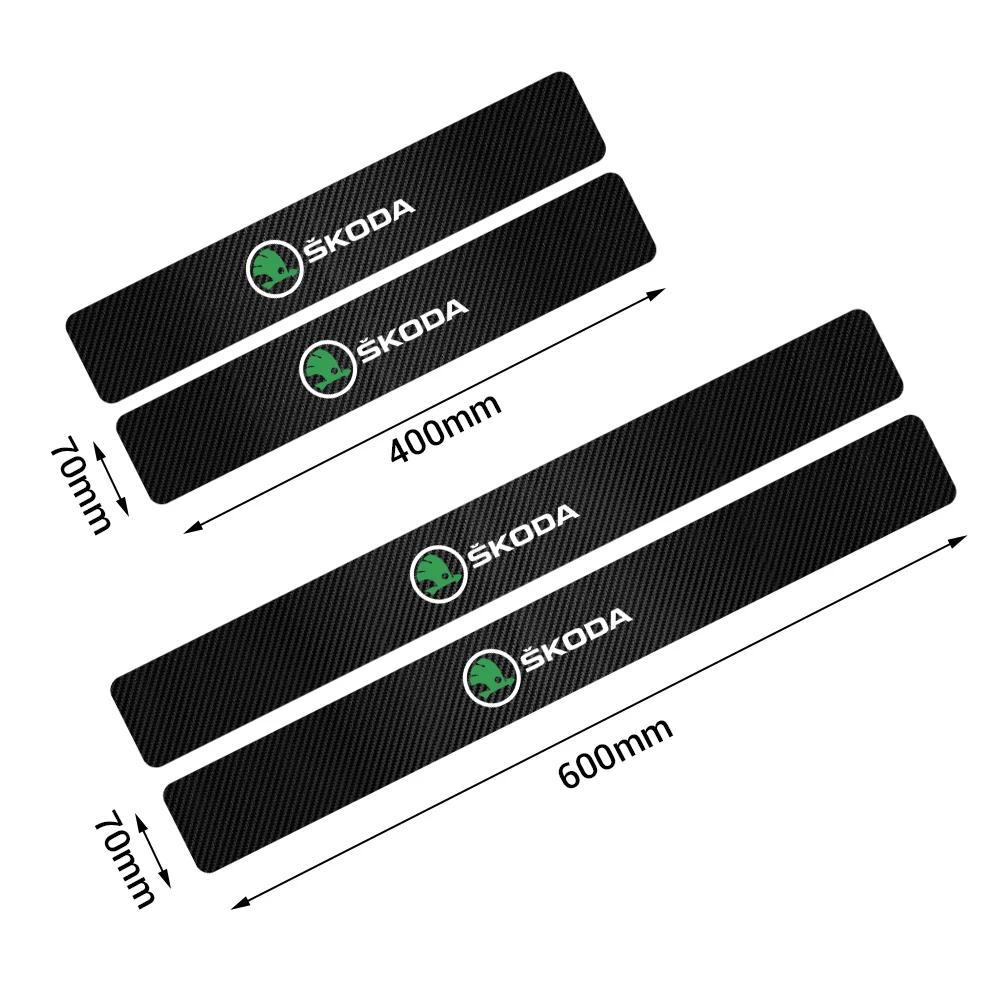 Car Sticker 4PCS Carbon Fiber Car Door Sill Protection Door Sill Anti-Scratch Stickers For Skoda Yeti Octavia A7 A5 Kodiaq Karoq   NL6