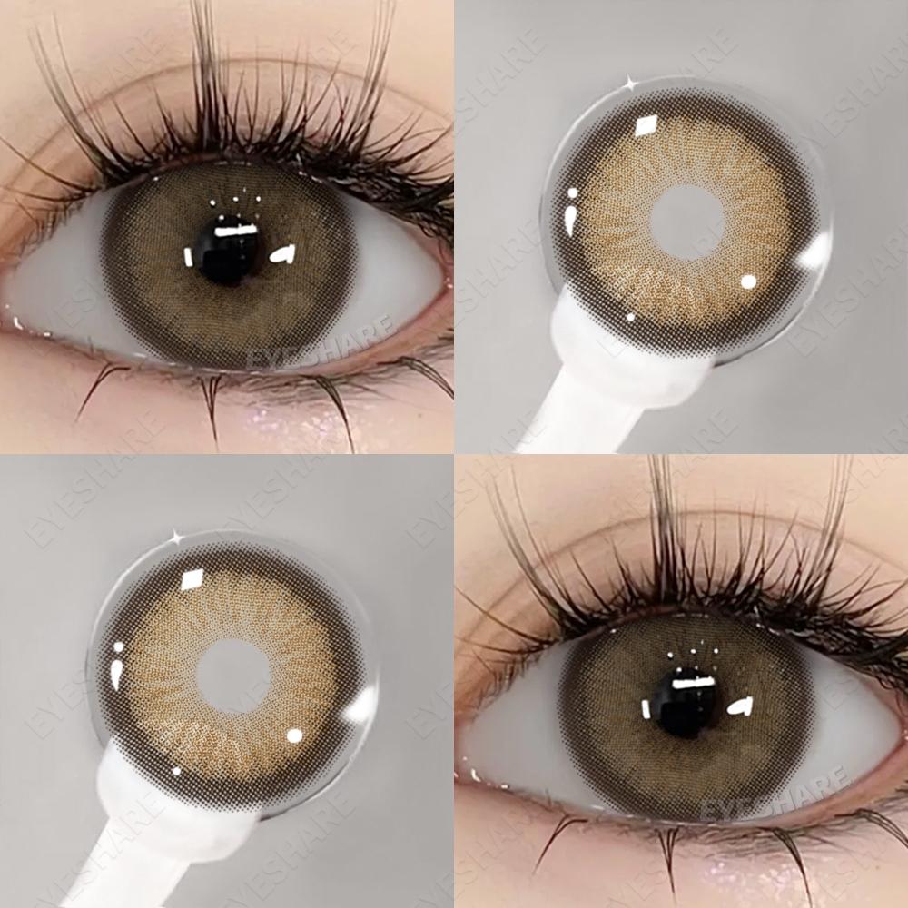 EYESHARE 1 Pair Natural Color Contact Lenses Sweet Big Eyes Brown Gray Yearly Easy To Wear