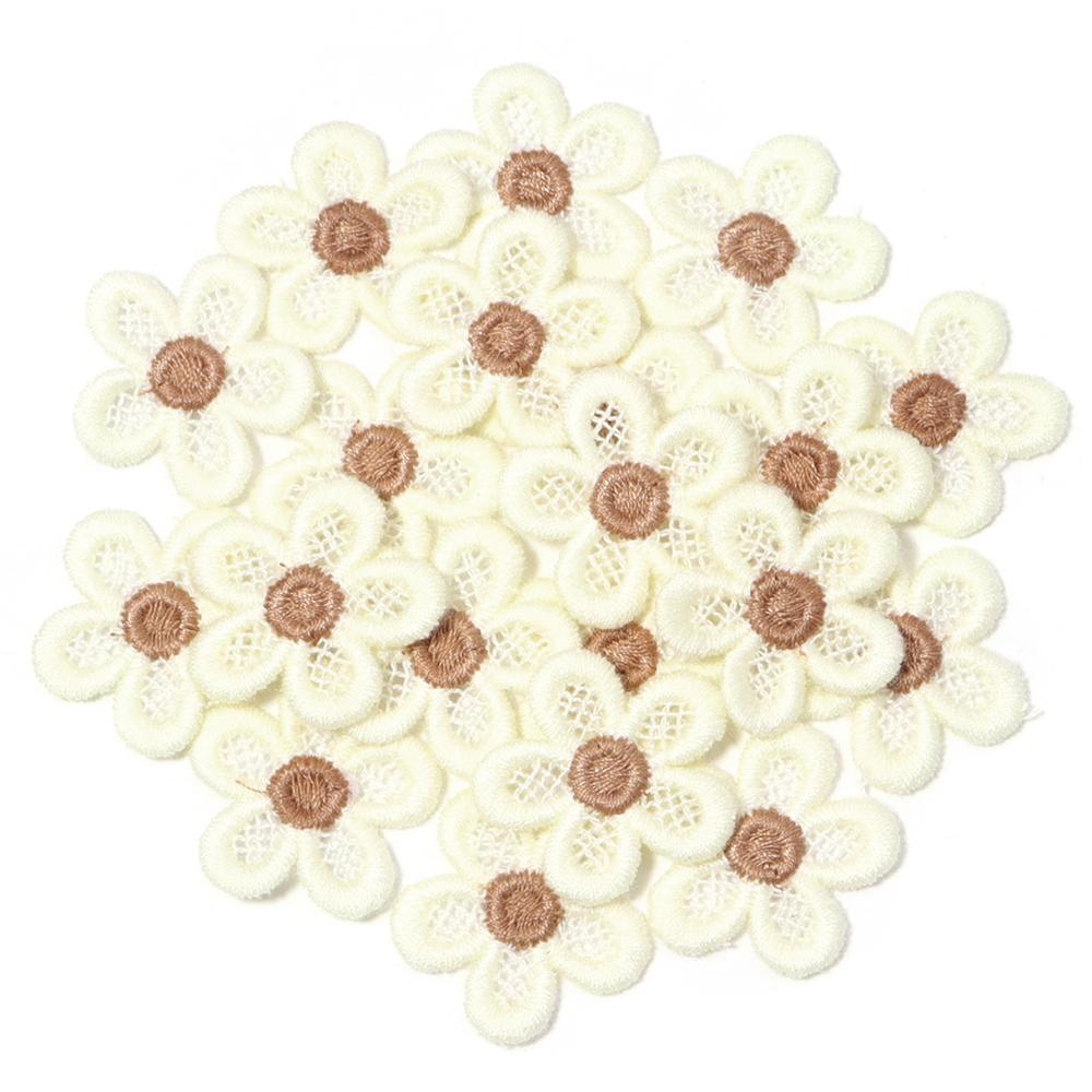 20pcs/lot Double Color Flower Mesh Embroidery Patches Applique For Girls Clothing Dress Headwear Hair Clips Decor Accessories