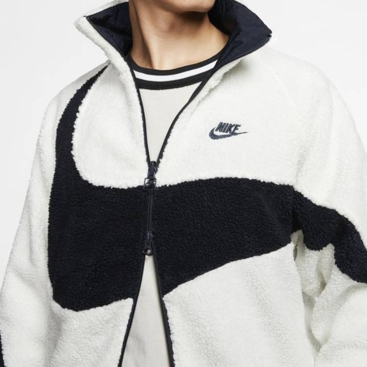 Nike מעיל בואה מתהפך לנשים Big Swoosh (גודל אסיה) הלבשה עליונה לגברים לבנים / נייבי / שחורים BQ6546-114