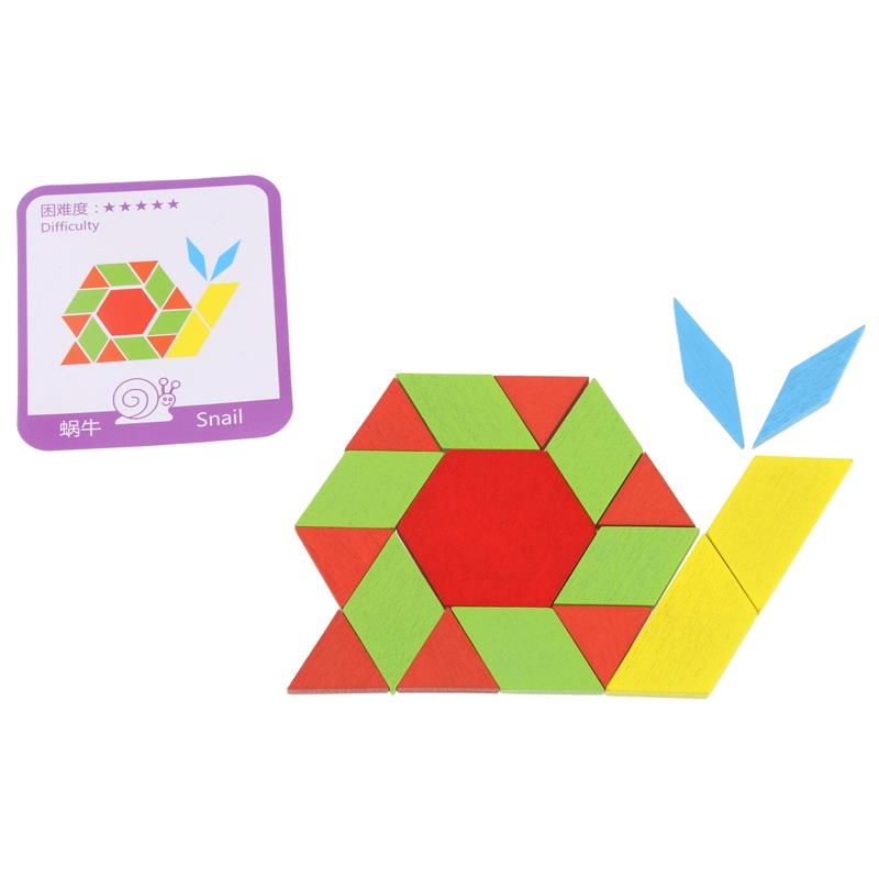 Drewniane Puzzle Układanka Tangram Mozaika Montessori Kształty Kolory
