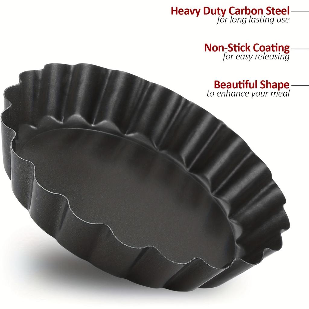 6 stk Non-Stick Tart Quiche Flan Pan Former 10cm Pai Pizza Kakeform Avtakbar Bunn Kakeform Rund Karbonstål Bakeform