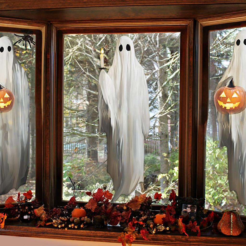 Large Size Glass Window Electrostatic Sticker Halloween Pumpkin Window Sticker Party Electrostatic Type