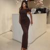 Off-Shoulder Bodycon Party Abend Langkleid 2026 Neu Damen Einzelschulter Ärmel Schlitz Elegant Kleider Rückenfrei Sexy Kleid