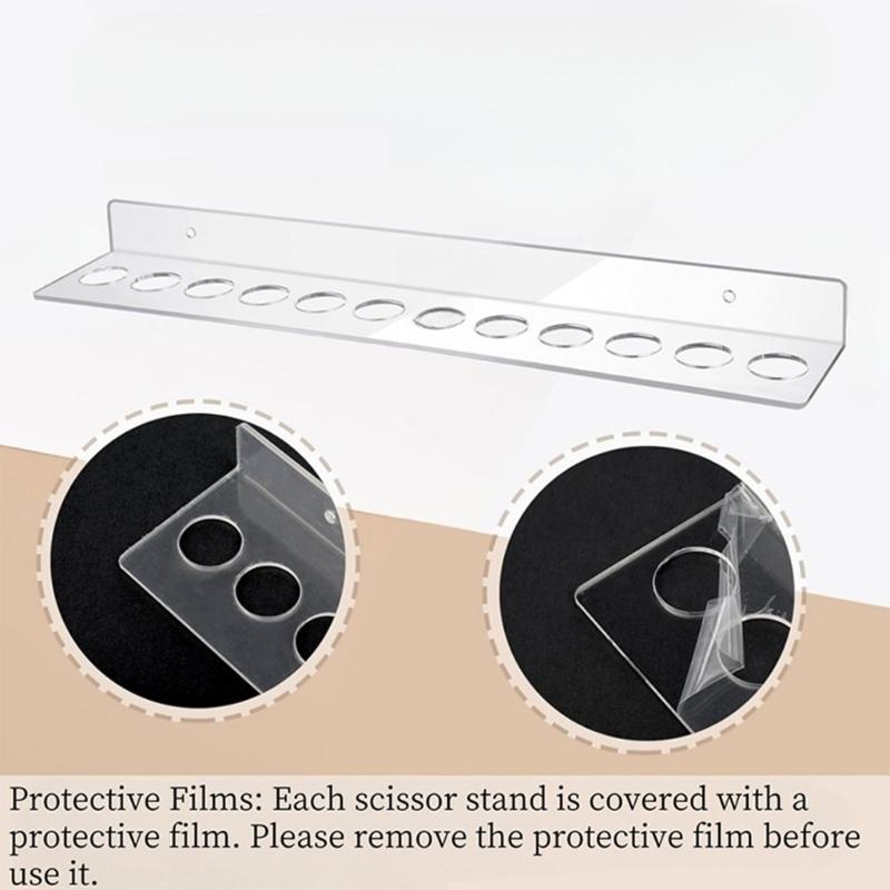 Wall Mounted Scissor Holder 12 Slot Clear Acrylic Organizers Space Saving Tool Storage for Home Office Craft Room