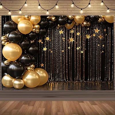 2D Black Gold Tassel Curtain Backdrop Birthday Party Wall Hanging