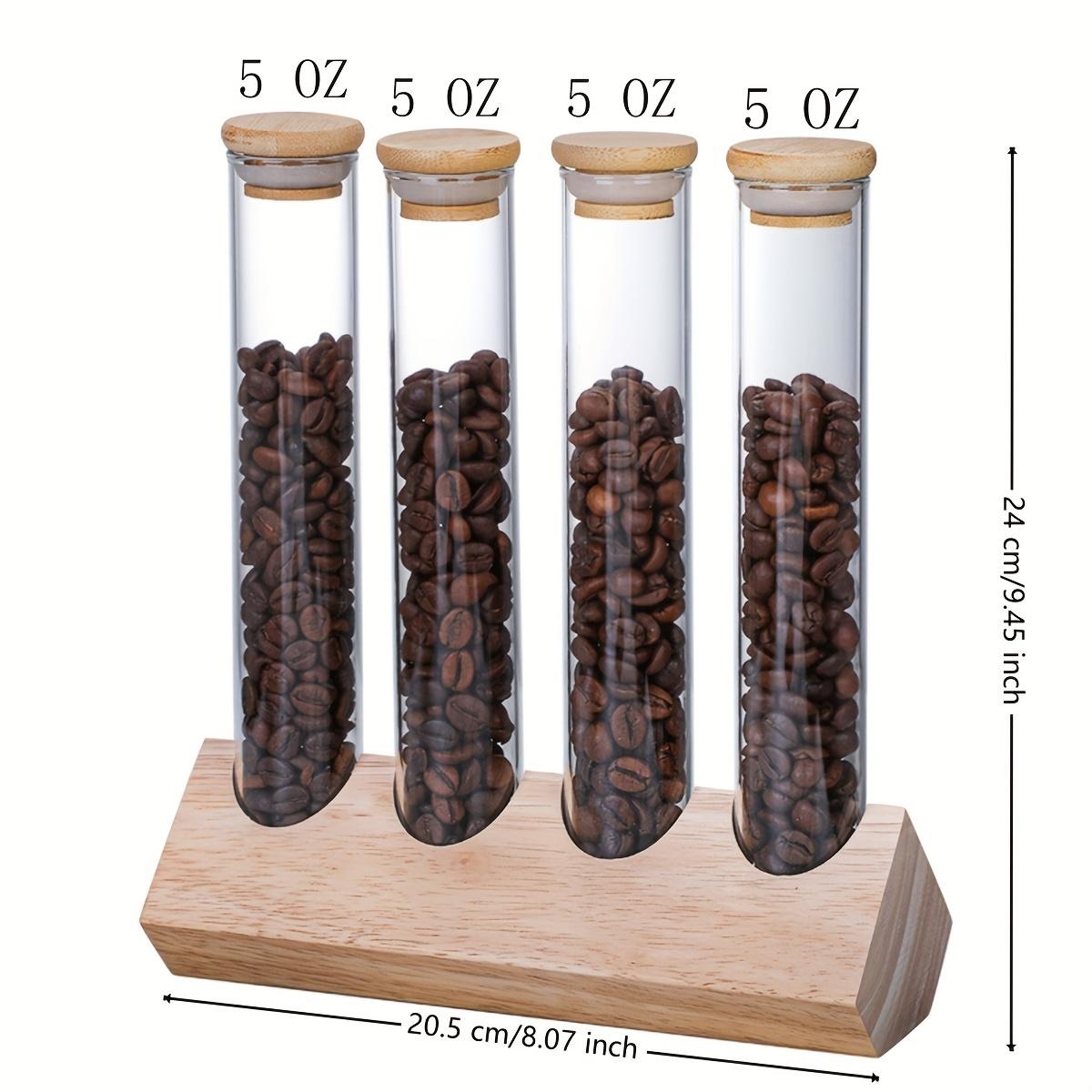 

4шт. Пищевые банки и канистры Стеклянные многофункциональные круглые откидные крышки Многоразовые пробирки со стойкой Пустые кофейные зерна Стеклянная бутылка для хранения чая и специй для бара Хо Pack Of Four