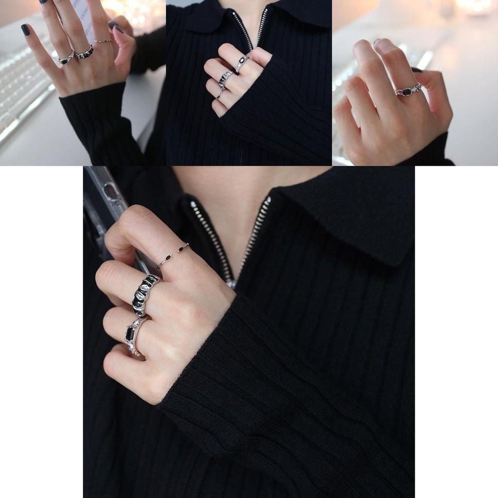 Lightweight 925 Fashionable Sterling Silver Ring Featuring Black Stone Zirconia