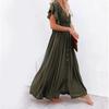 Solid Color Beach Cover-Up Long Dress with Sun Protection