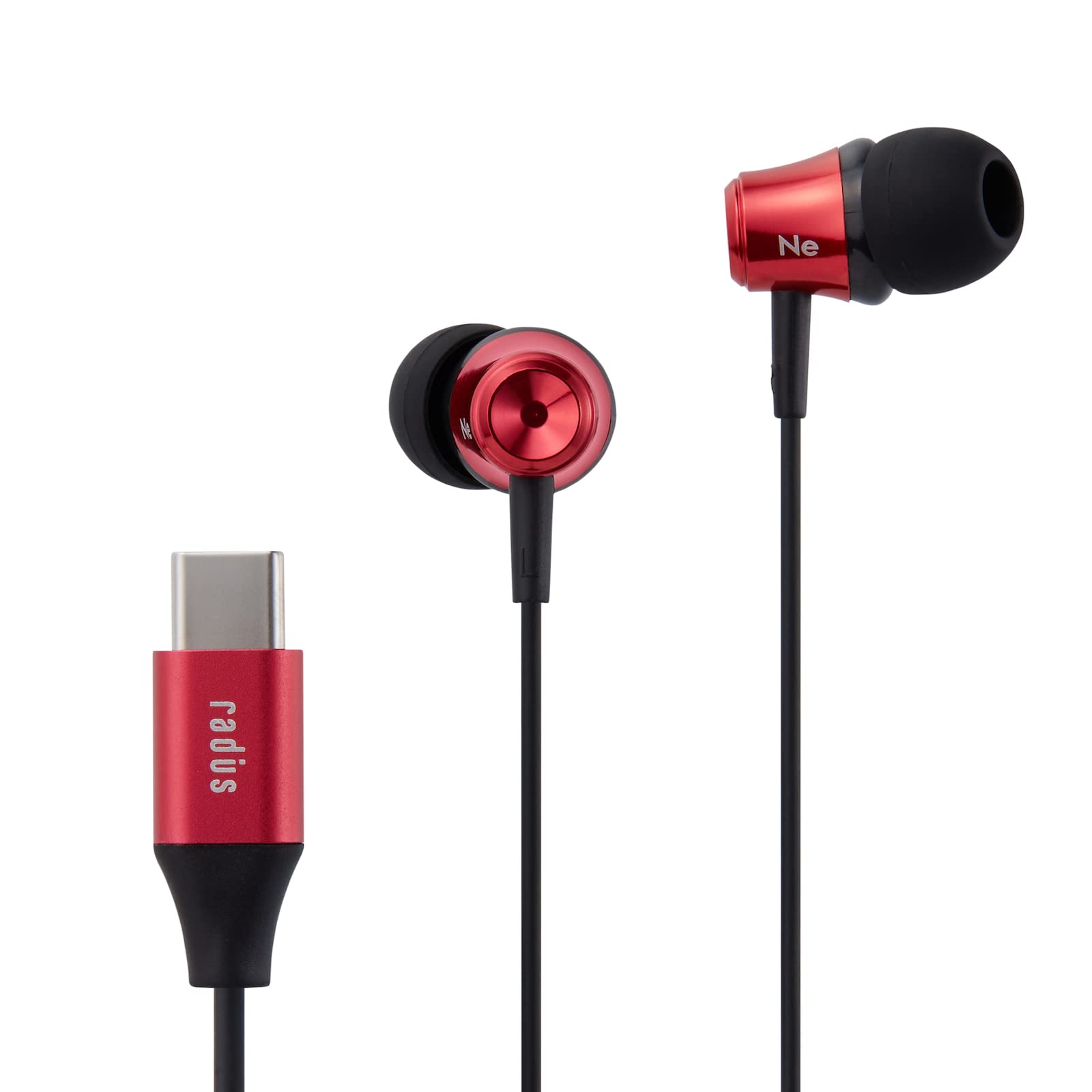 

Radius earphones with USB remote and microphone HP-NEL11C Type-C Earphones In-ear Type-C connection, control, (HP-NEL11CR, Red)