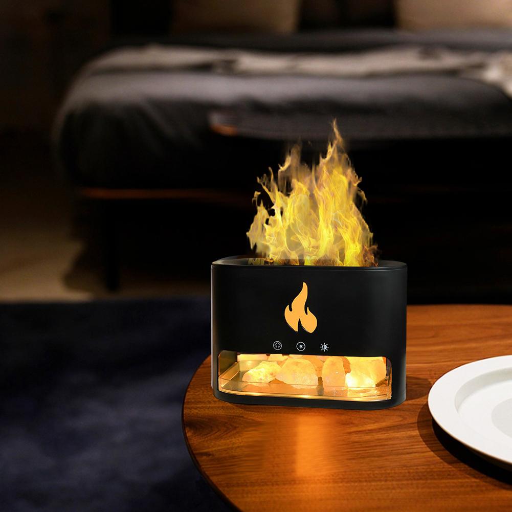 Realistic Flame Simulation Electric Humidifier with Cool Mist and Night Light for Improving Air In Multiple Spaces
