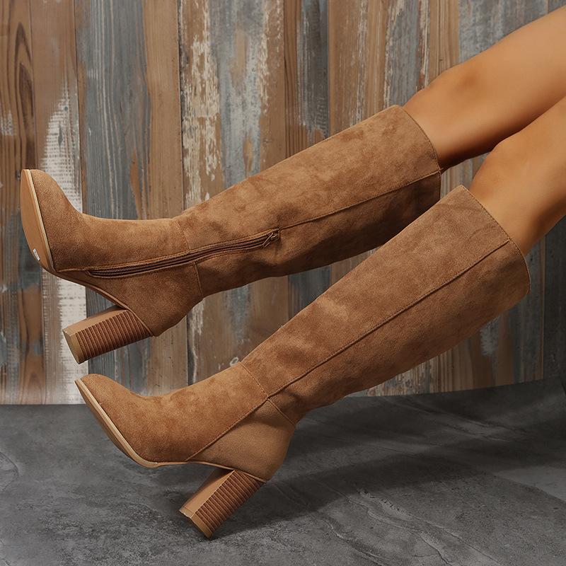Sagit Women Fashion Casual Vintage Retro Long Knee-High Cowboy Boots Square Heel Shoes