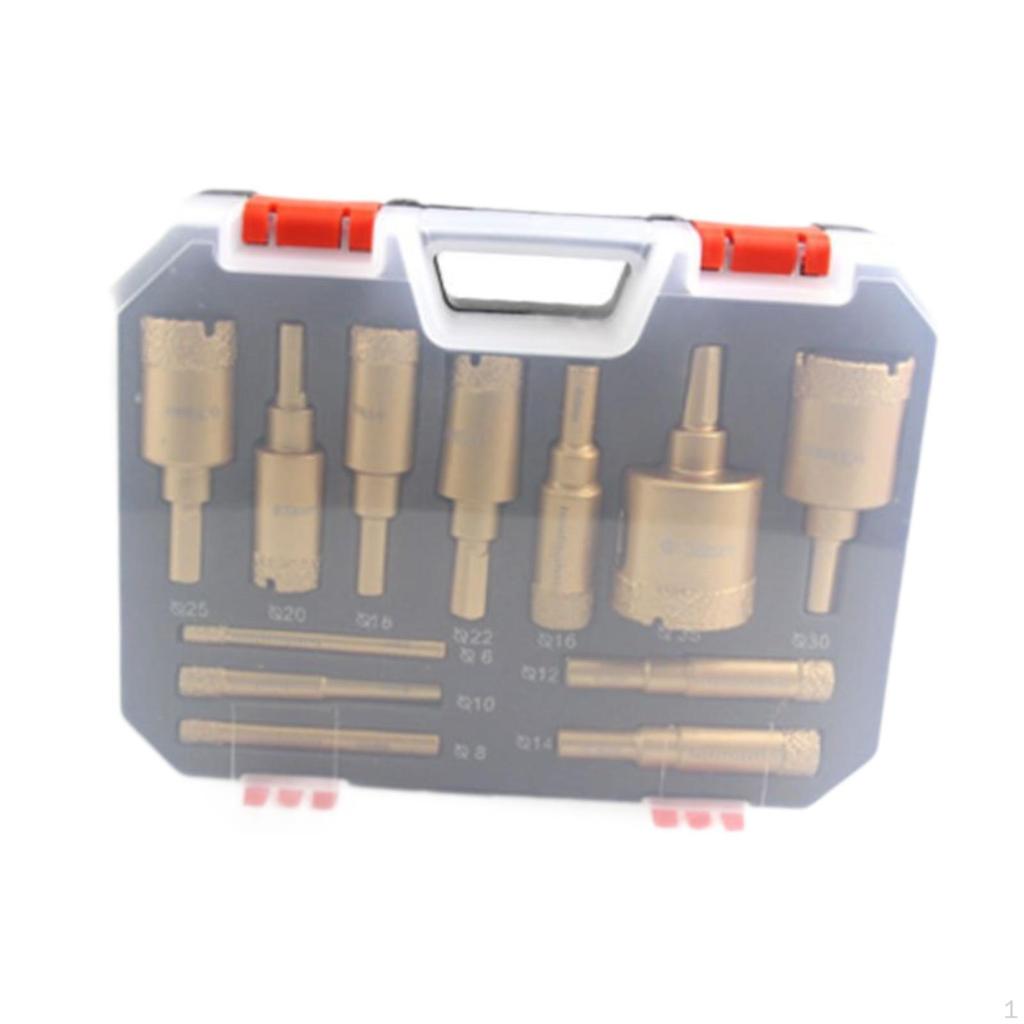 12Pcs Diamond Tile Drill Attachment with Storage Box Holesaw Kit for Ceramics Granite Pots