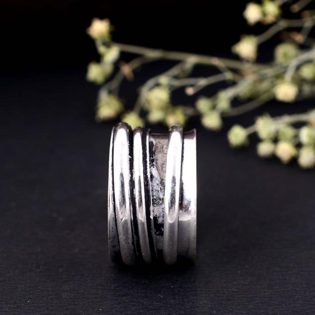 Long Arthritis Splint Ring – Silver Adjustable Thumb Ring, Handmade Therapy Band