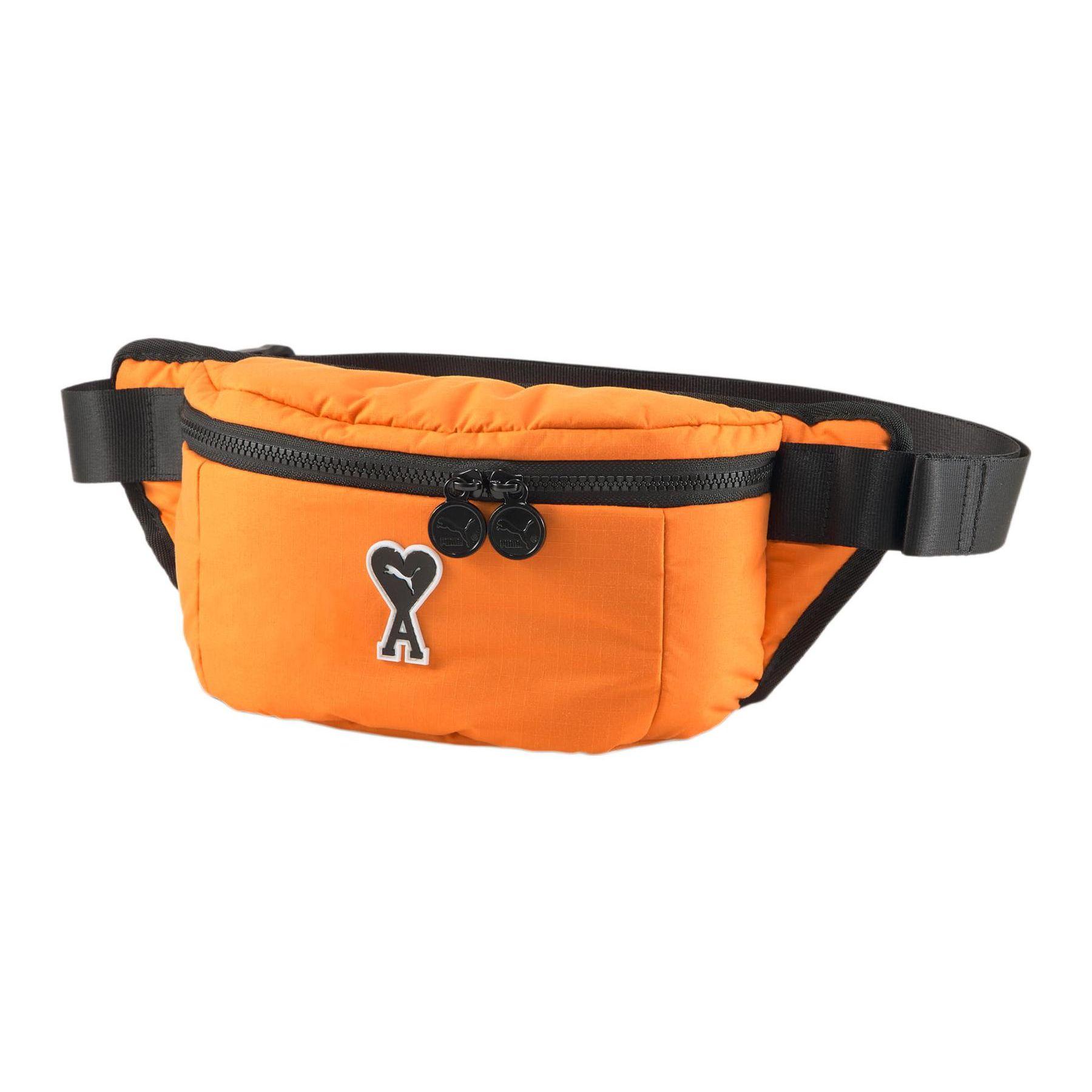Puma X Ami Collaboration Casual Fashion Exquisite Tailoring Cougar Logo Double Zipper Design Fabric Shoulder Crossbody Chest Bag Waist Bag 079251-01 Orange