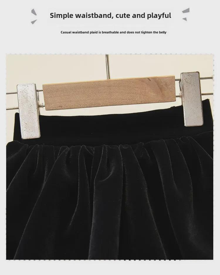 Velvet High-Waist A-Line Skirt for Women & Girls - Autumn/Winter Collection