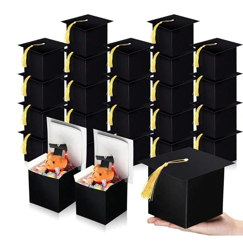 10Pcs Graduation Hat Candy Gift Box With Tassel Graduation Party Favors Decoration Graduation Cap Box