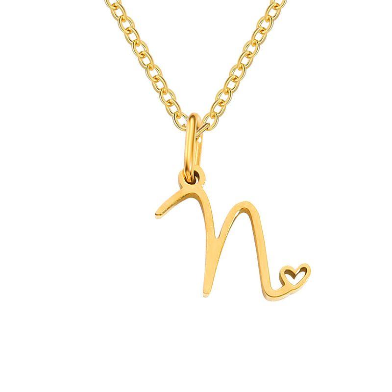 

That Does Not Fade, Simple Letter Design for Women, Niche Clavicle Chain, Versatile European and American Ins Style Stainless Steel Snake Bone Chain N-Gold