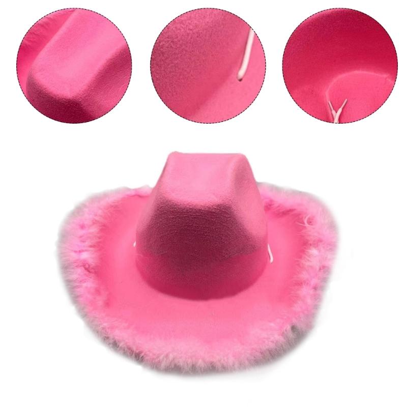Breathable Cowboy Hats Disco Party Large Rolled Brims Hat Fedoras Felts Cowboy Sunproof Hat Supply Wide Rolled Brims