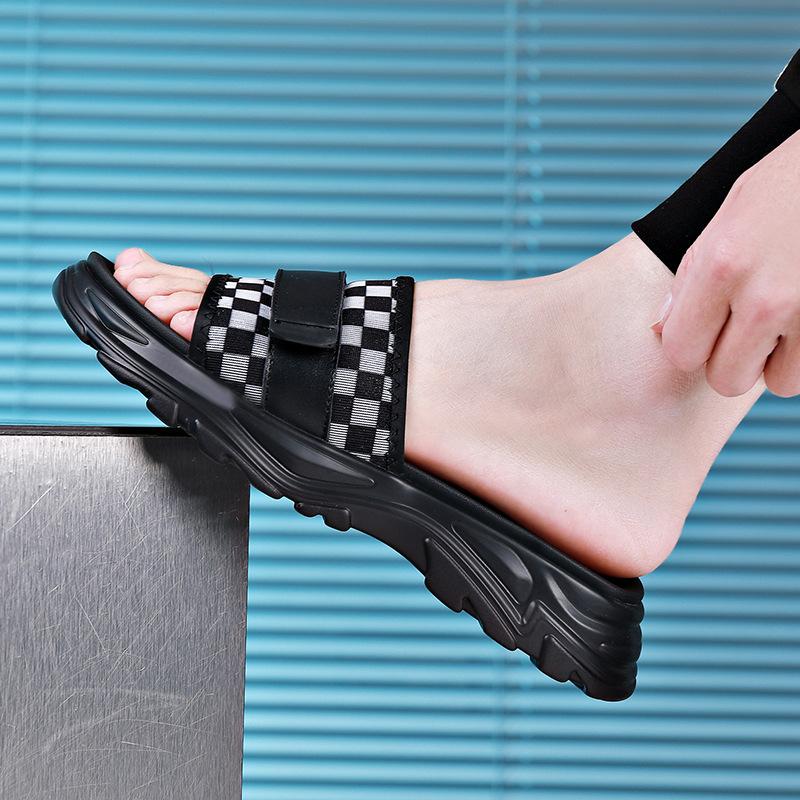 Fashion Summer New Designer Cow Leather Slippers for Men Fashion Casual Solid Color Beach Shoes Man High Quality Outdoor Slipper Shoes