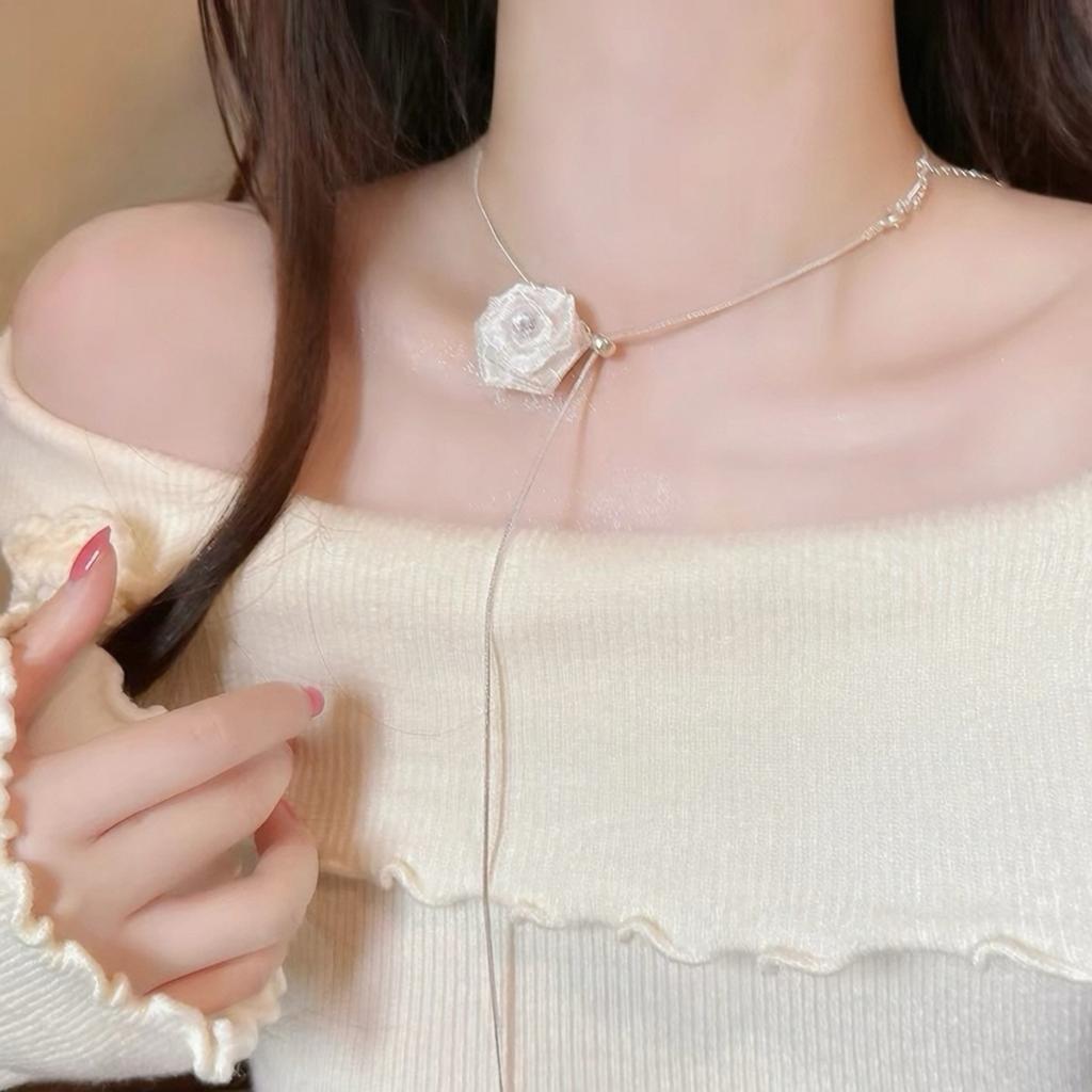 Dark Zircon Cross Beaded Necklace for Women, Long Summer Style Neck Chain, Trendy and Versatile Collar Chain, Instagram Style