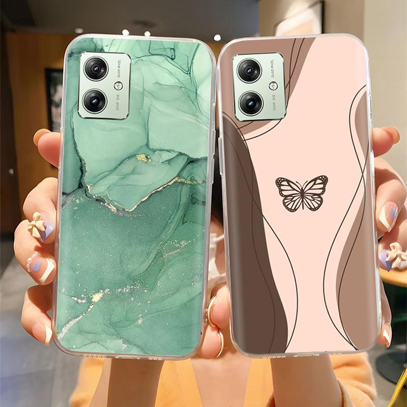 Soft Case For Moto G54 5G Case MotoG54 Silicone Phone Back Cover For Motorola Moto G54 Case XT-2343-1 Flower Love Heart Fundas