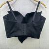 Handmade Large Flower Solid Color Small Tank Top Straps Elegant Retro Stage Style Spring Fishbone Fitted Top Camis & Tank Tops