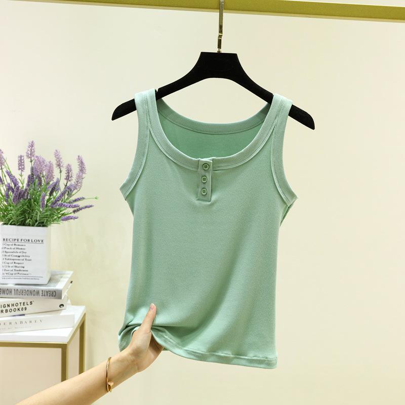 Women's Slim Fit Round Neck Sleeveless Camisole Top - Stretchy, Solid Color, Anti-Exposure Inner Wear