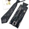 Verstellbares Pailletten Hosenträger und Krawatten Set für Herren mit Metallclip für Hochzeiten und Mottopartys Kostümzubehör
