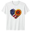 Sunflower American Flag Heart Unisex T Shirt 4th Of July Gift
