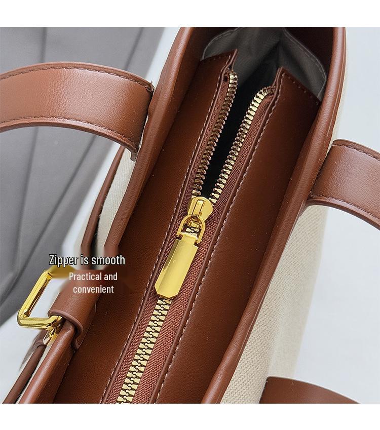 2025 Farbblock-Canvas-Tragetasche: Stilvolle, modische Umhängetasche mit großer Kapazität