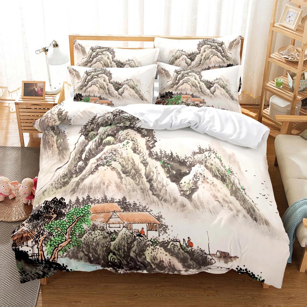 Comforter 3D Scenic Linen Woods Scene Forest Beautiful Natural Scenery Theme For Bedroom Decoration For Women Children Gifts