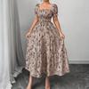 Women's Dress Casual Flowy Dresses square neckline Vocation Boho Beach Sundress