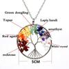 7-Color Crystal Tree of Life Pendant Necklace - Handmade Wire Wrapped Ornament N172