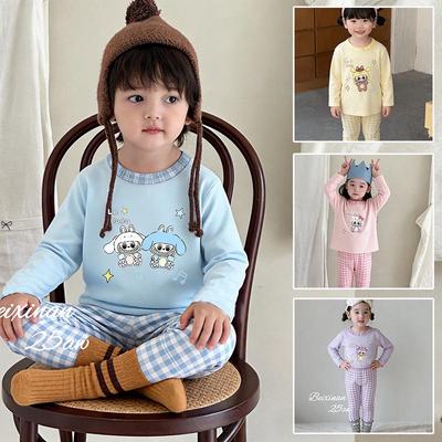 Children's Cotton Underwear Set for Spring & Autumn: Cozy Top & Pants Pajamas for Boys, Girls & Babies