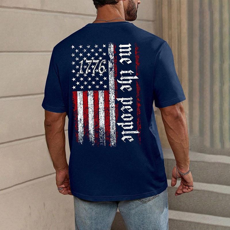 2024 New Men's Round Neck T Shirt Eagle Flag Printed T-Shirt Tops Summer Men's Sports Big Size Clothing Fitness Short Sleeve