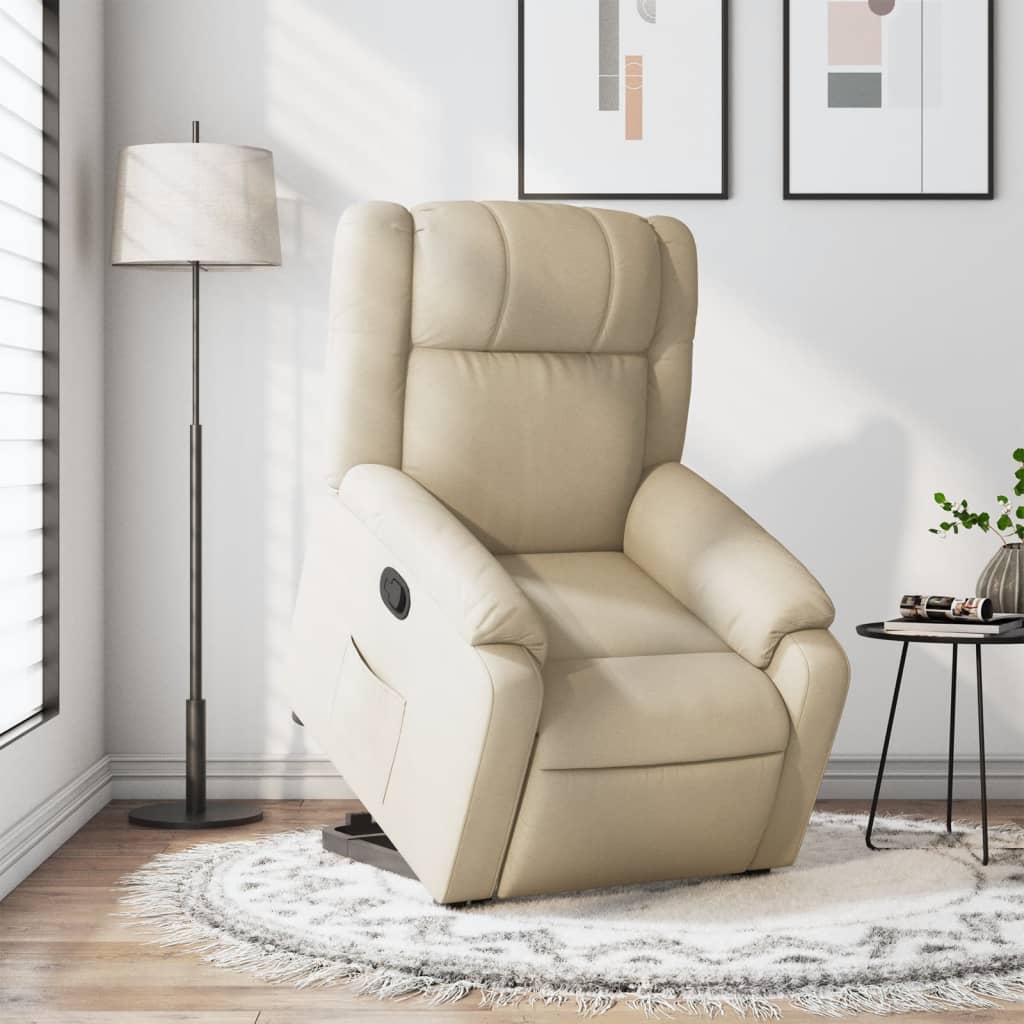 Recliner Chair with Lift Assist Cream Fabric
